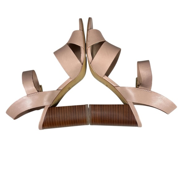ALDO Caparosa Bone Leather Blush Pink Ankle Strap Block Heel Sandals Open Toe - Picture 3 of 13